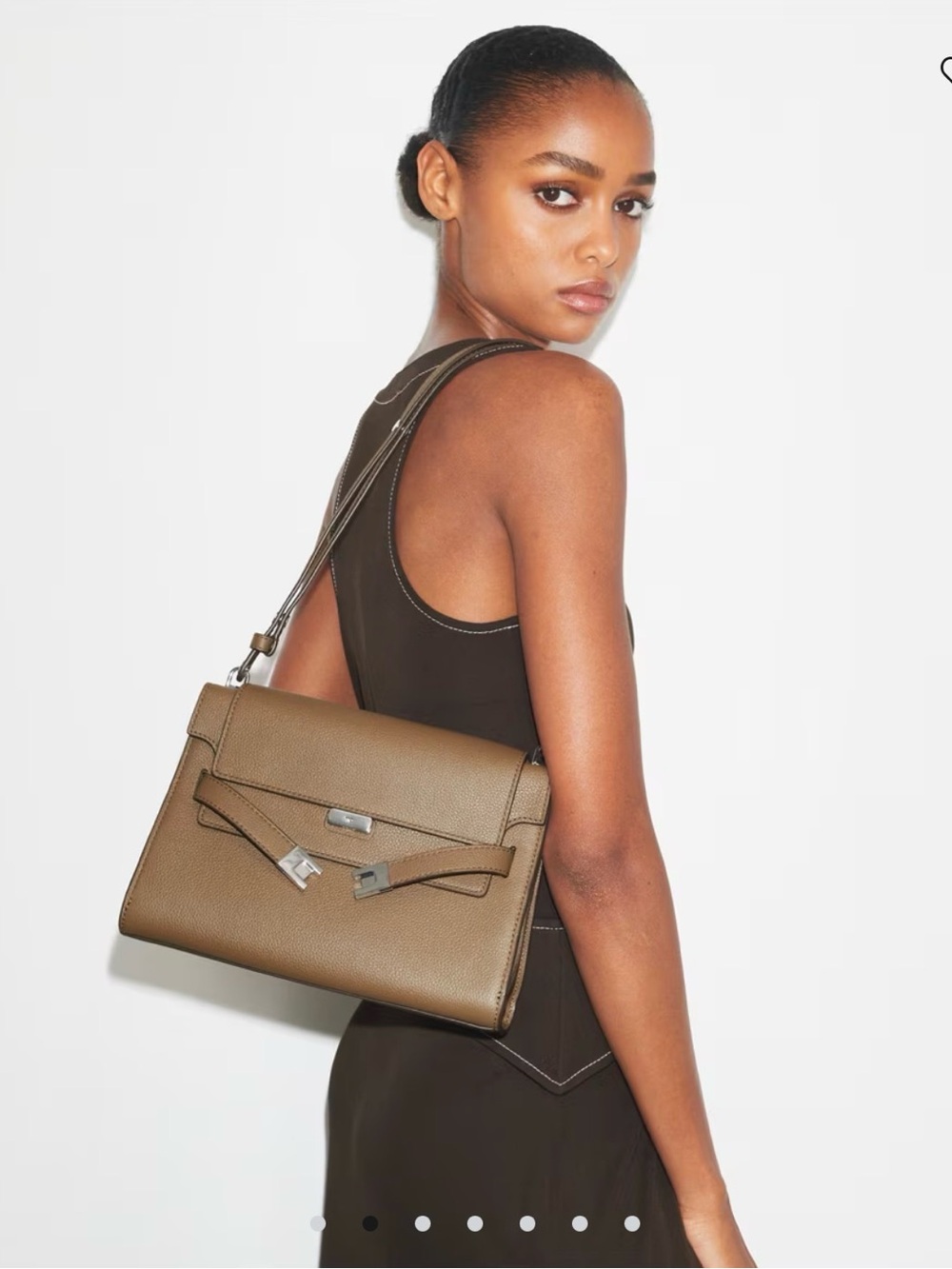 Tory Burch LEE RADZIWILL PEBBLED SHOULDER BAG Wild Mushroom